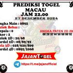 PREDIKSI TOGEL TOTOMACAU 4D P5 27 DESEMBER 2024